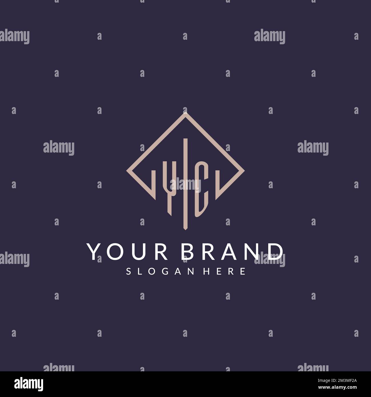 Logo YC iniziale monogramma con idee di design stile rettangolo Illustrazione Vettoriale