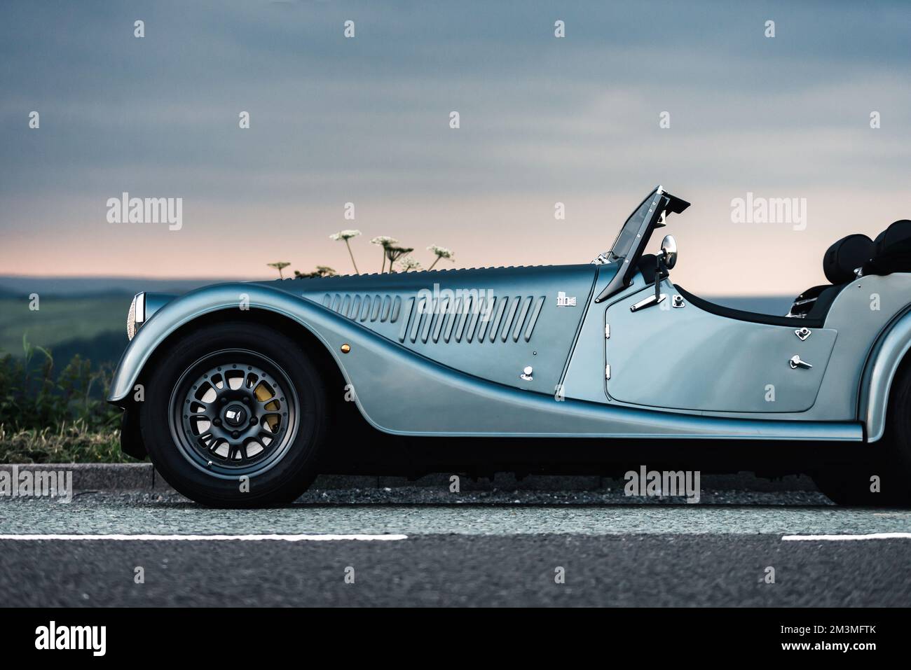 Morgan Plus 4 Works Edition - primo piano Side Profile Shot Foto Stock