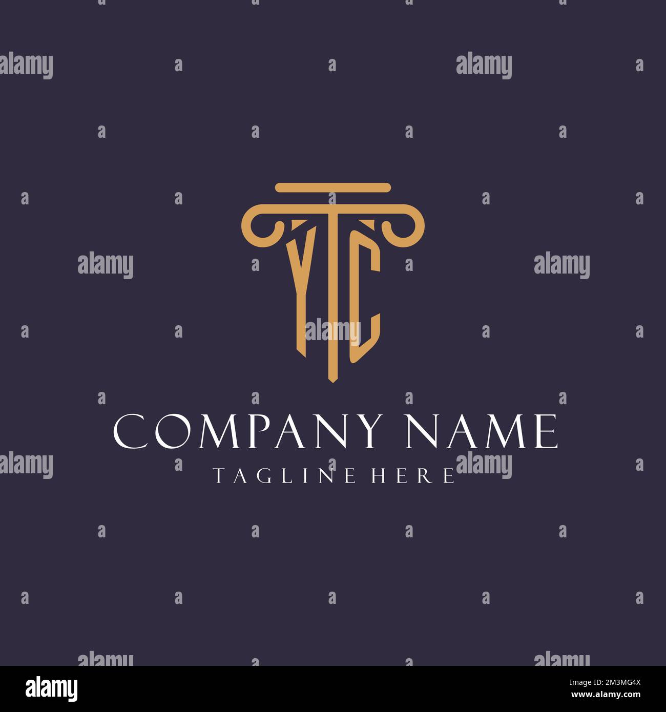 YC monogramma sigla di progettazione per lo studio legale, avvocato, ufficio legale con le idee stile pilastro Illustrazione Vettoriale