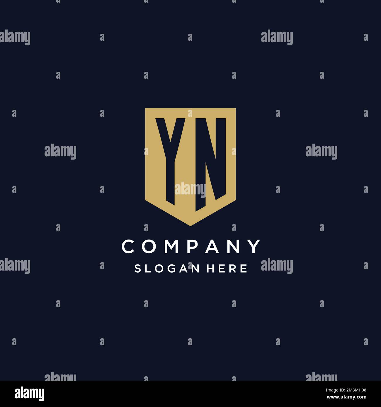YN monogramma iniziali logo design con icona scudo modello Illustrazione Vettoriale