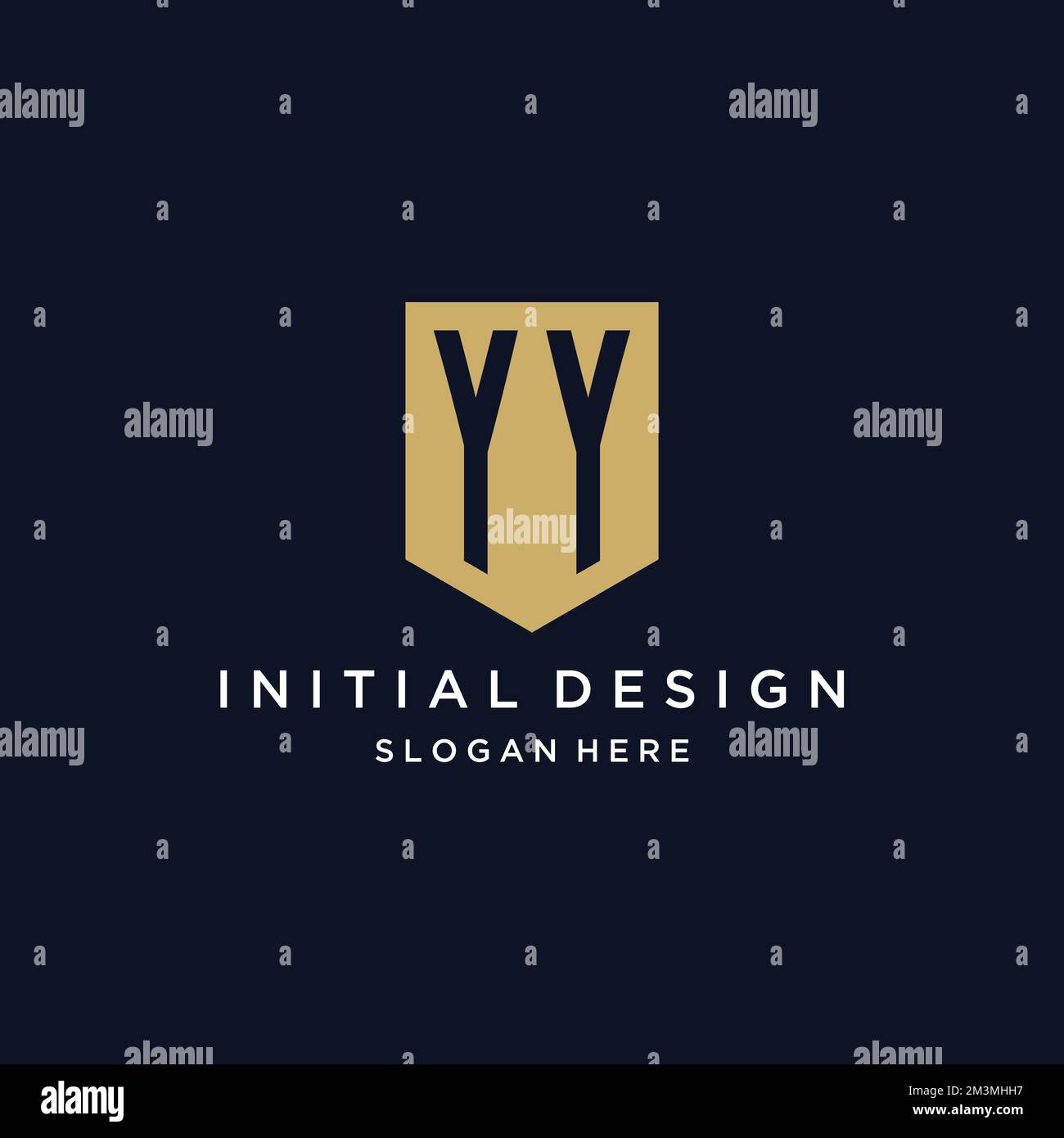 YY monogramma iniziali logo design con icona scudo modello Illustrazione Vettoriale