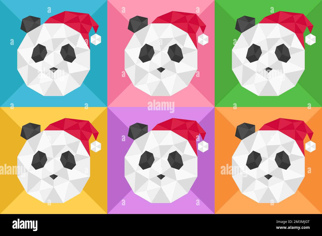 Panda art in basso stile poly. Decorazione di Natale poligonale. Illustrazione vettoriale. Illustrazione Vettoriale