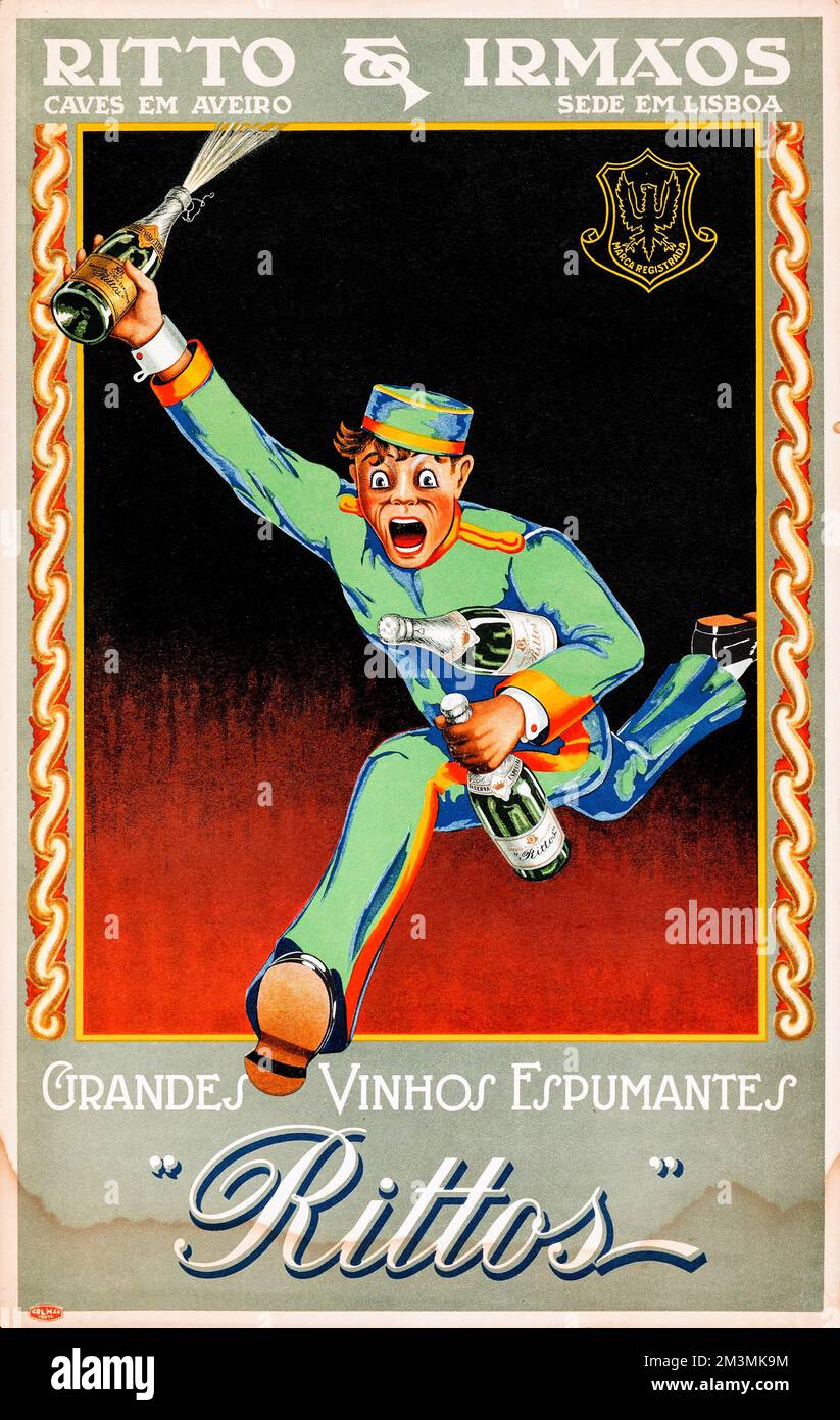 Champagne Rittos (1920s). Poster pubblicitario portoghese Foto Stock