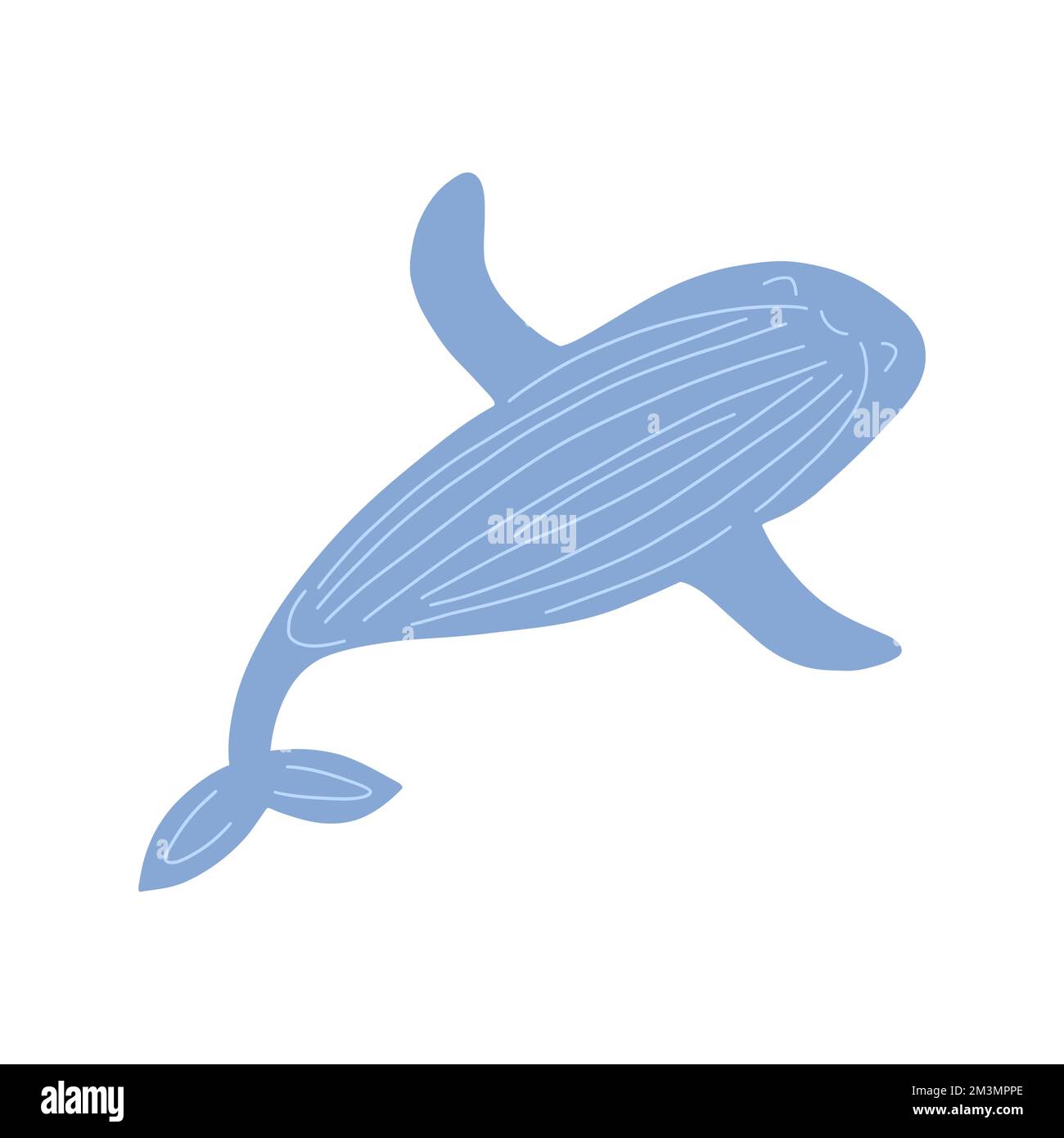 La bella balena blu sorridente sta nuotando. Vettore colorato isolato illustrazione doodle disegnato a mano. Fauna selvatica, mammifero grande animale saggio antico che vive nel o Illustrazione Vettoriale