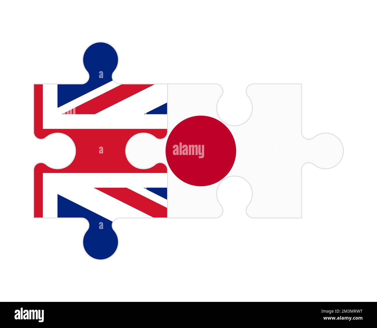 Puzzle connesso di bandiere di Regno Unito e Giappone, vettore Illustrazione Vettoriale