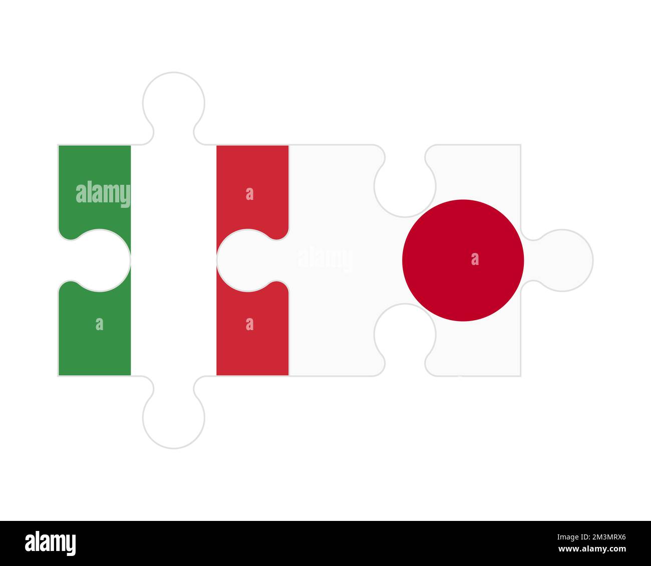 Puzzle connesso di bandiere d'Italia e Giappone, vettore Illustrazione Vettoriale
