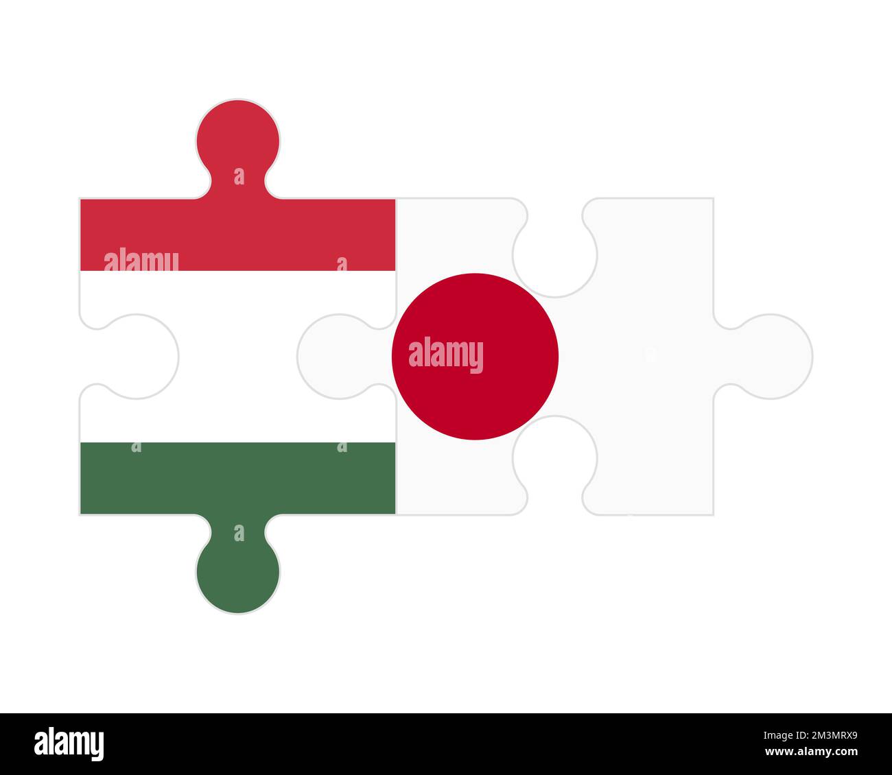Puzzle connesso di bandiere di Ungheria e Giappone, vettore Illustrazione Vettoriale