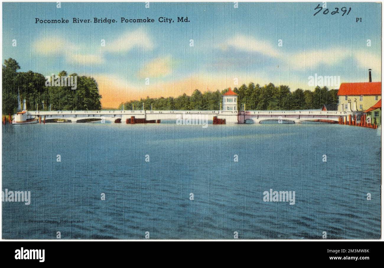 Pocomoke River Bridge, Pocomoke City, Md , Rivers, Bridges, Tichnor Brothers Collection, cartoline degli Stati Uniti Foto Stock