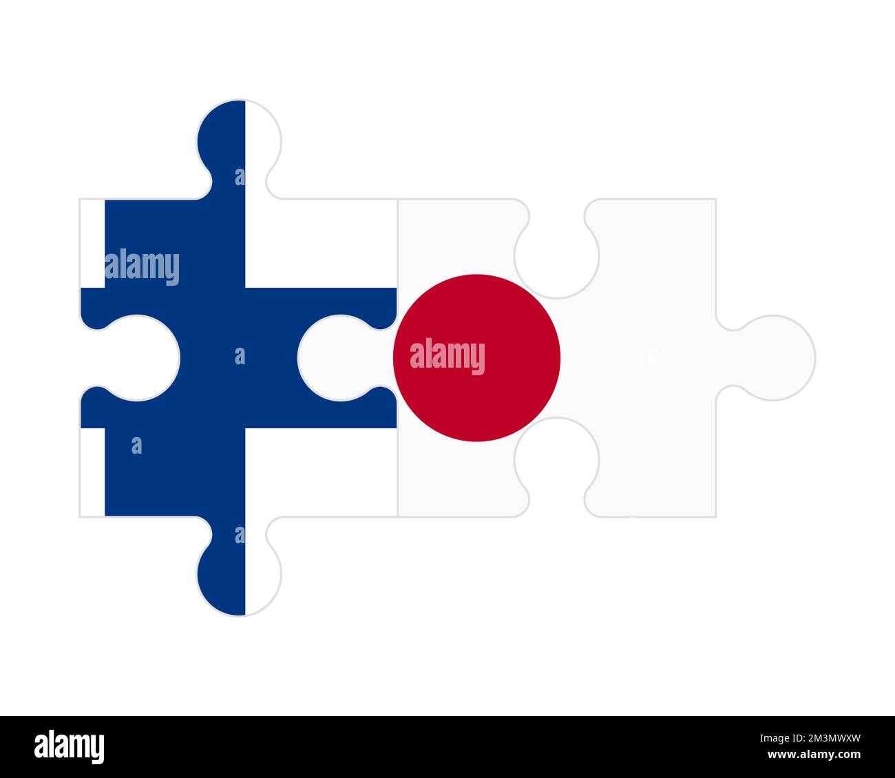 Puzzle connesso di bandiere di Finlandia e Giappone, vettore Illustrazione Vettoriale