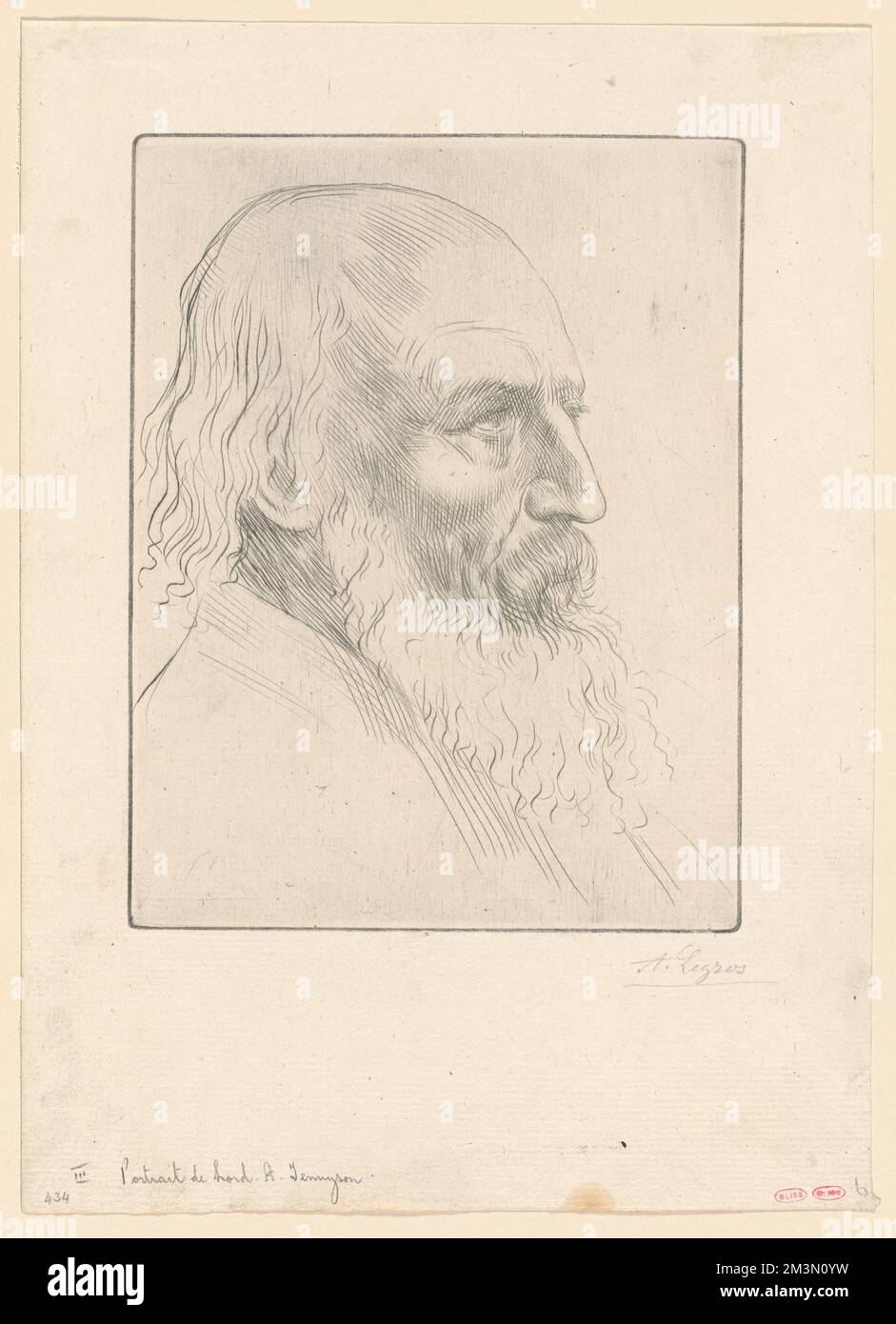 Portrait de Lord A. Tennyson (3rd piatto) , Poets, Tennyson, Alfred Tennyson, Barone, 1809-1892, Alphonse Legros (1837-1911) Foto Stock