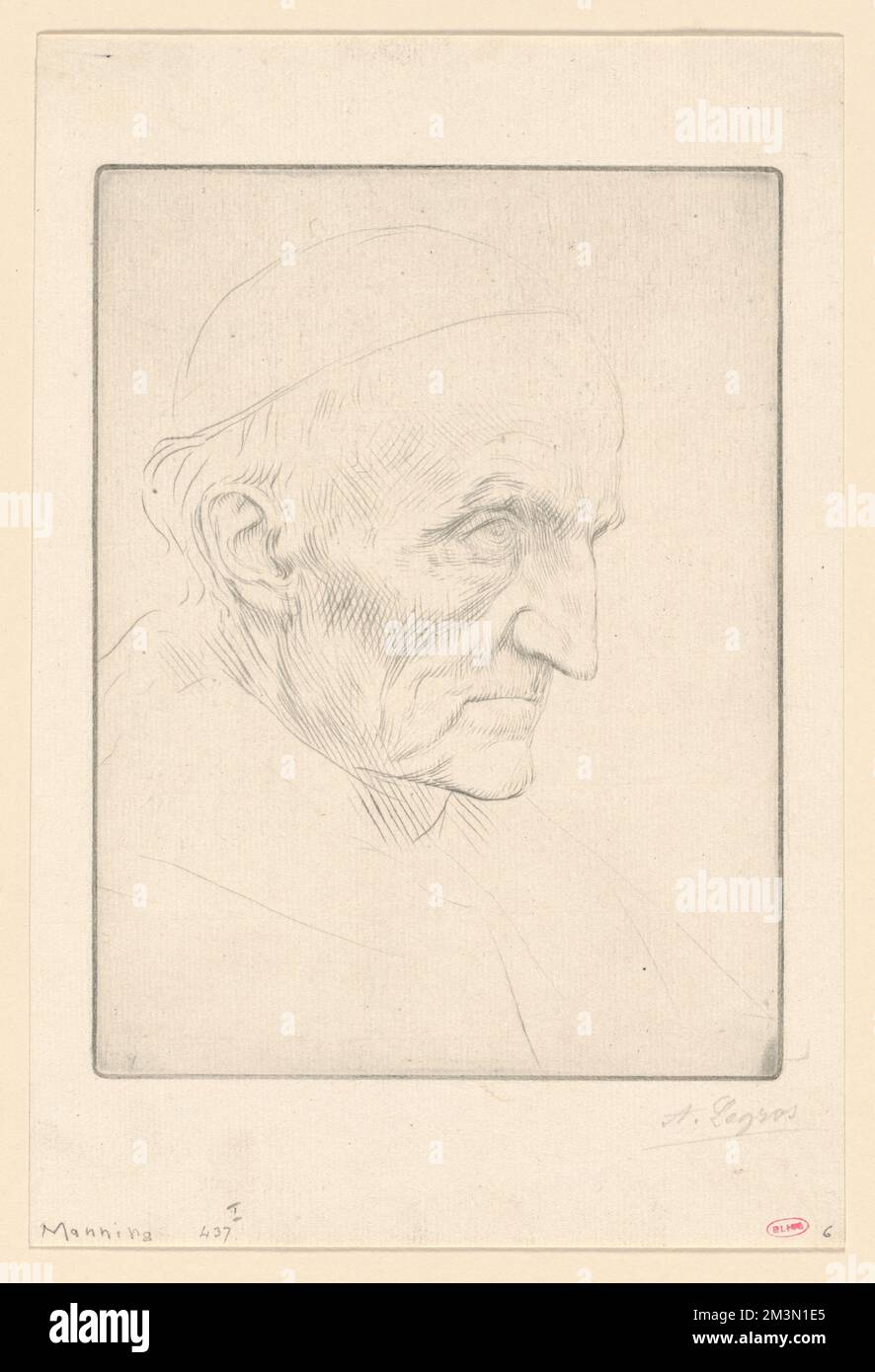 Portrait du Cardinal Manning (3rd Plate) , Cardinali, Manning, Henry Edward, 1808-1892, Alphonse Legros (1837-1911) Foto Stock