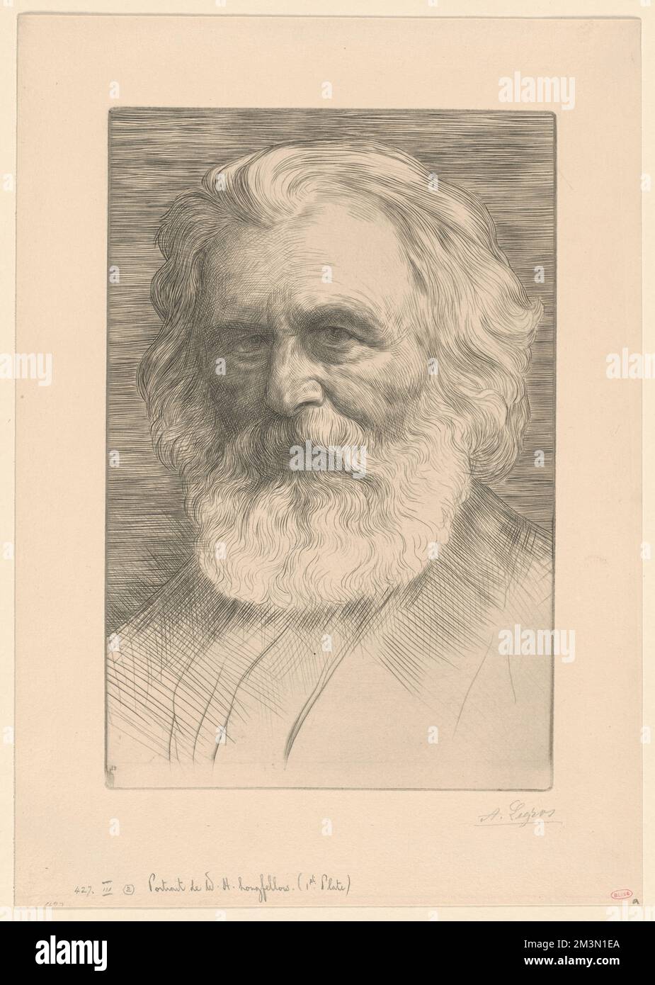 Portrait de W. H. Longfellow (1st plate) , Poets, Longfellow, Henry Wadsworth, 1807-1882, Alphonse Legros (1837-1911) Foto Stock