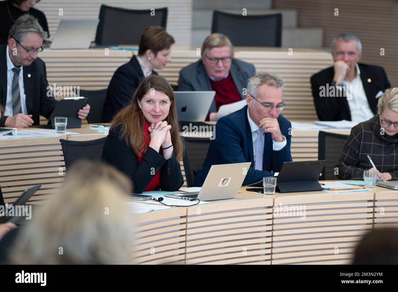 Plenarsitzung im Landeshaus Kiel Abgeordnete diskutieren die Probleme der heutigen Zeit Foto Stock