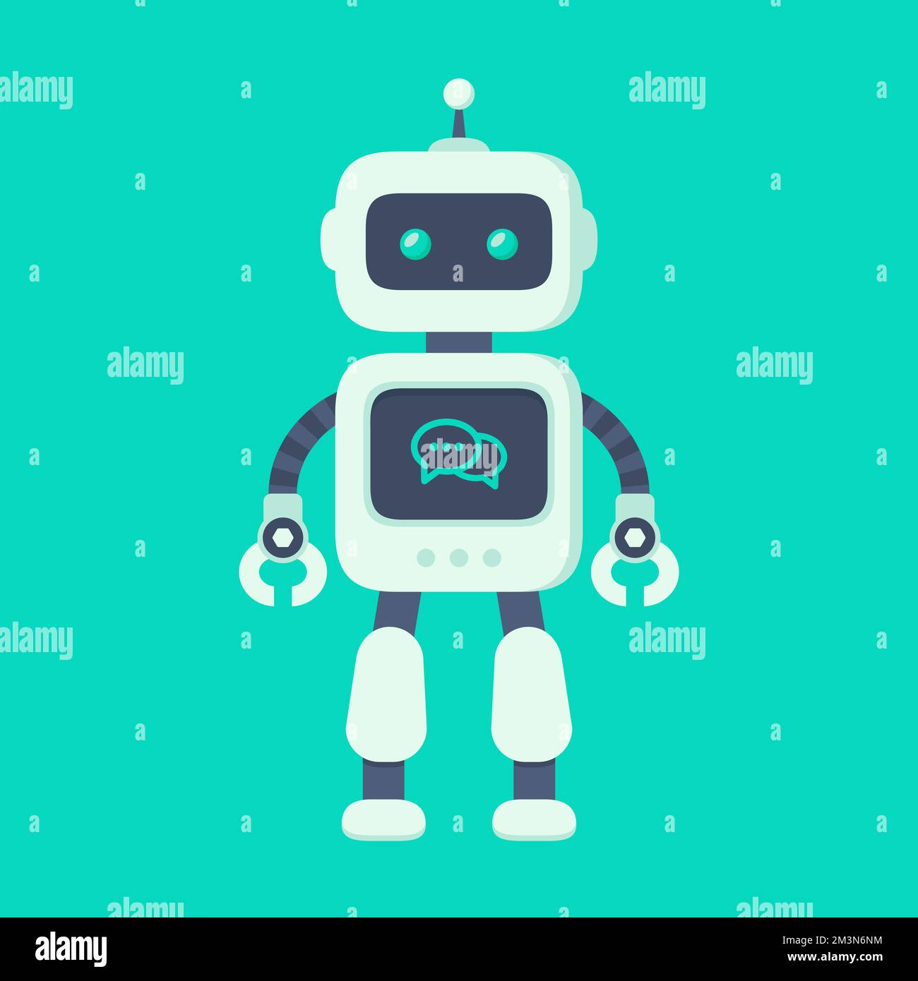 Illustrazione vettoriale del robot in stile piatto. Carino cartone animato chatbot concetto. Simbolo moderno di stile piatto bot. Robot assistente intelligente del futuro. Robot vettoriale Illustrazione Vettoriale