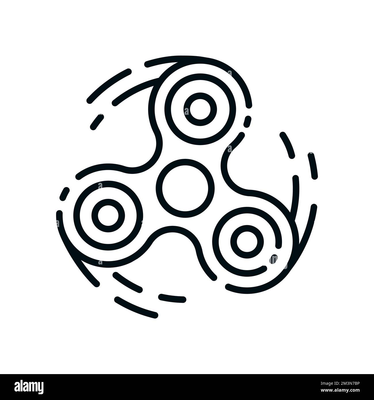 Icona dello spinner di fidget in movimento. Logo lineare con avvinatrice a dito. Simbolo creativo disegnato con linee di contorno in movimento. Illustrazione vettoriale Illustrazione Vettoriale