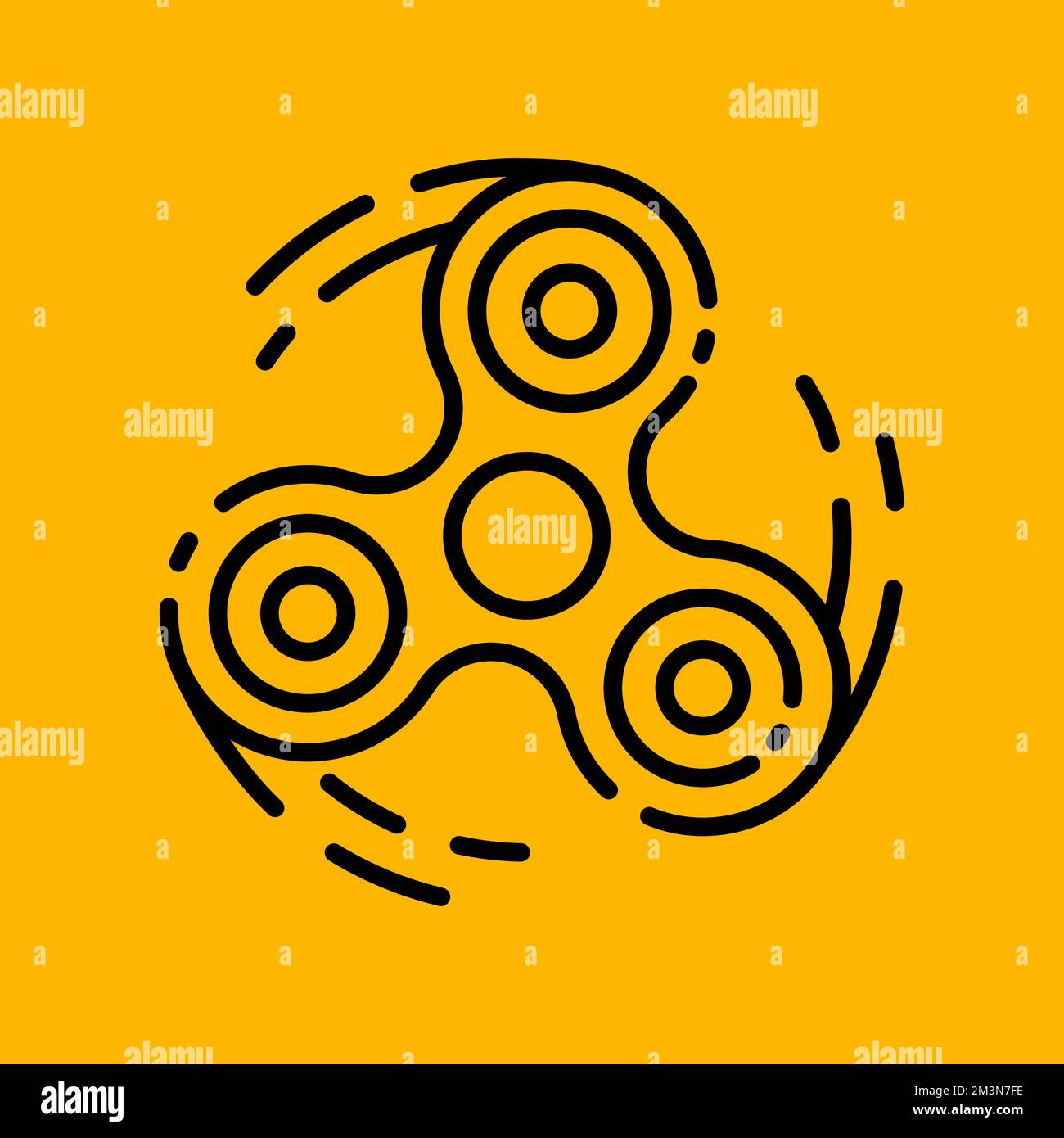 Icona dello spinner di fidget in movimento. Logo lineare con avvinatrice a dito. Simbolo creativo disegnato con linee di contorno in movimento. Illustrazione vettoriale Illustrazione Vettoriale