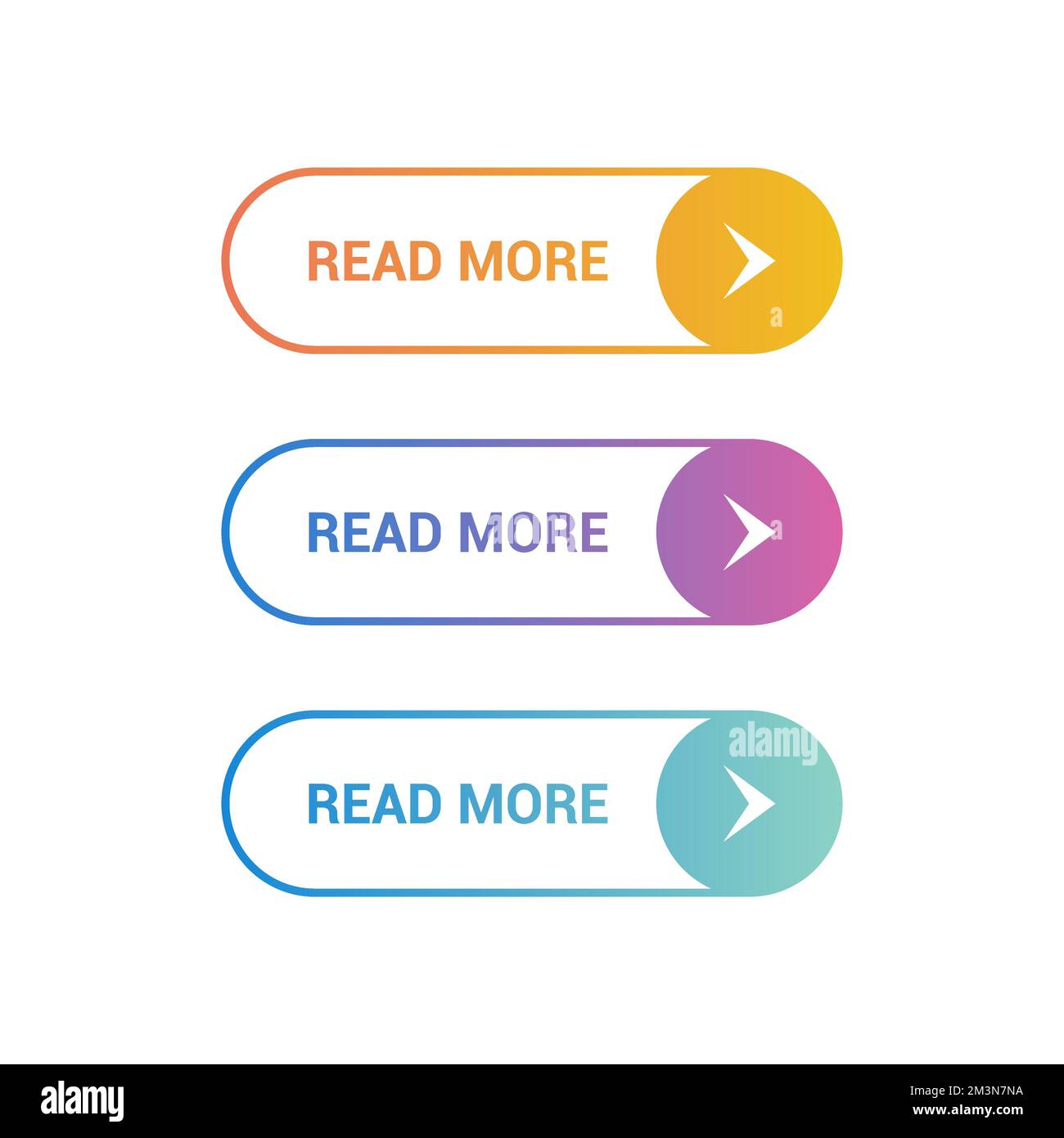 Per saperne di più sul pulsante colorato impostato su sfondo bianco. Linea piatta pulsante gradiente di raccolta. Vettore elemento web Illustrazione Vettoriale