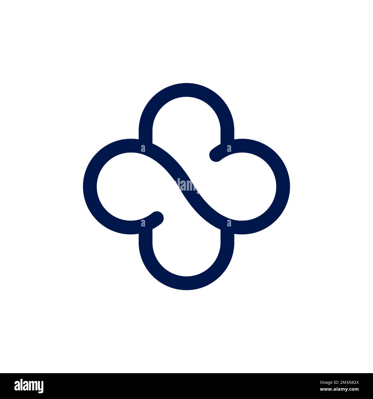 Design con logo a croce a sfioro per uso medico. Simbolo grafico per l'identità aziendale medica. Logo vettoriale lineare Illustrazione Vettoriale