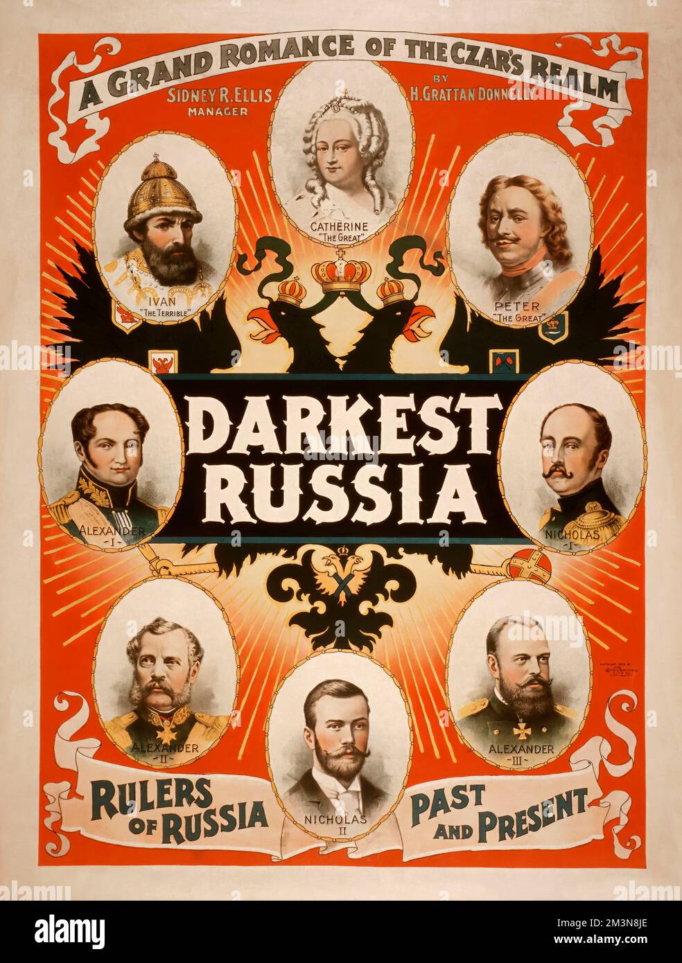 La Russia più oscura: Un grande romanticismo del regno dello Zar; poster teatrale; 1895 Foto Stock