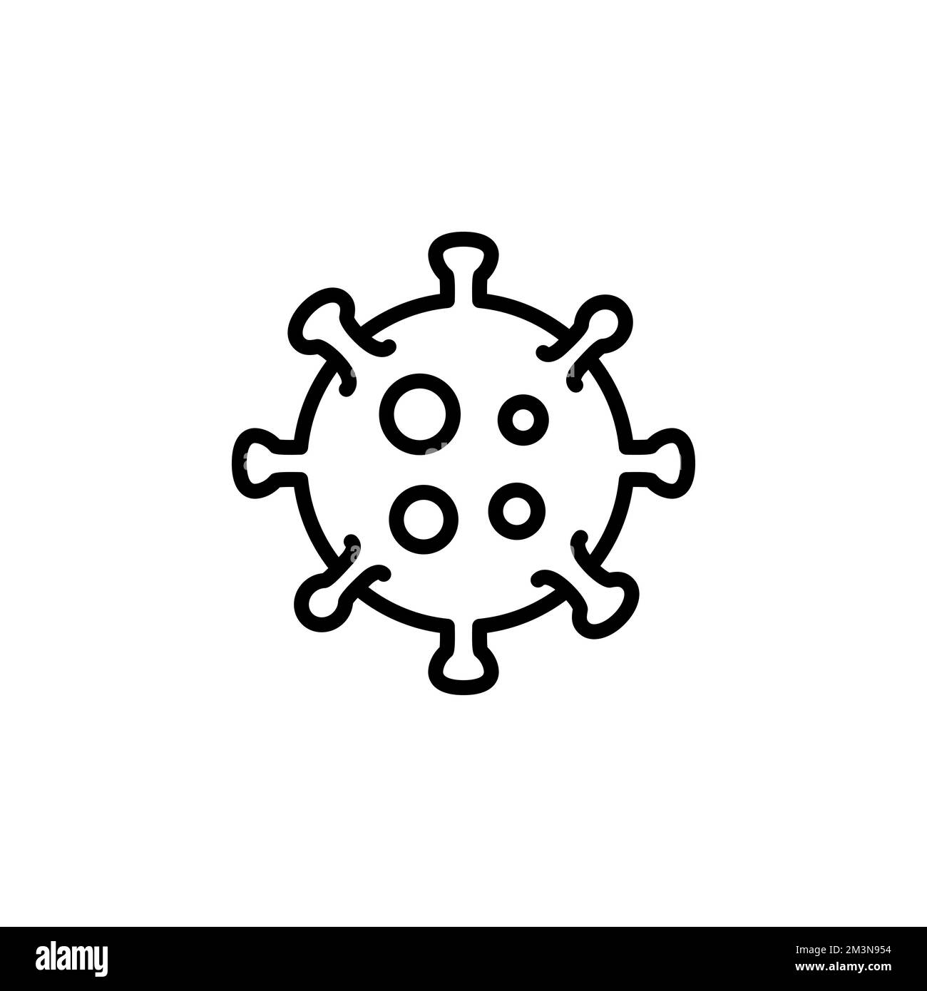Icona della linea vettoriale del coronavirus. Simbolo del contorno del virus corona su sfondo bianco. Icona vettoriale, tratto modificabile, pixel Perfect Illustrazione Vettoriale