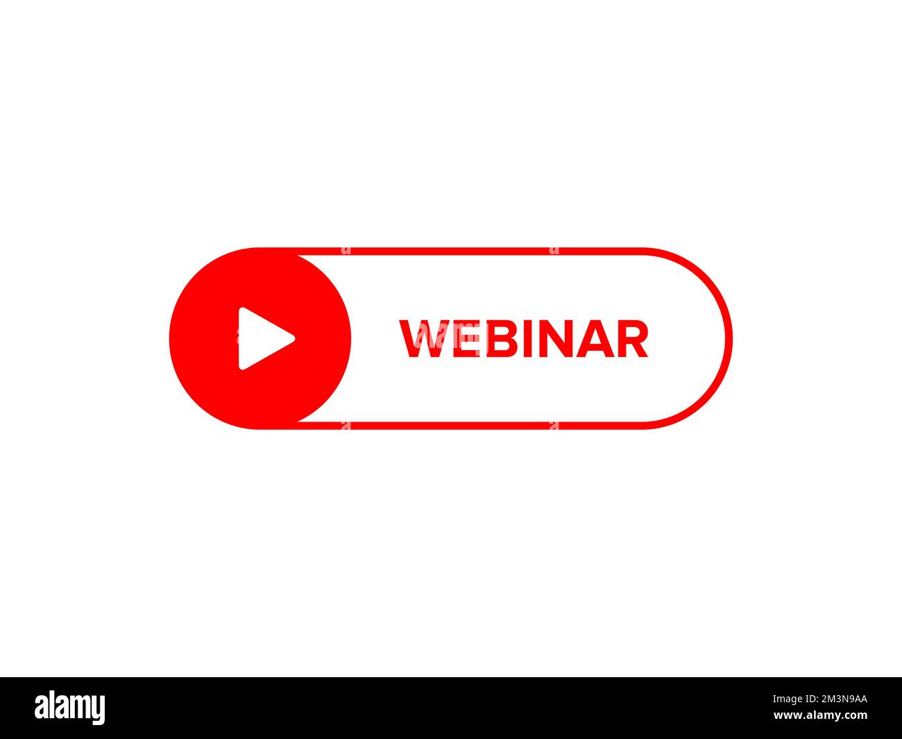 Pulsante del webinar. Icona evento virtuale. Pulsante Riproduci webinar. Formazione online, simbolo del live streaming. Videoconferenza, podcast su Internet. Illustrazione vettoriale Illustrazione Vettoriale