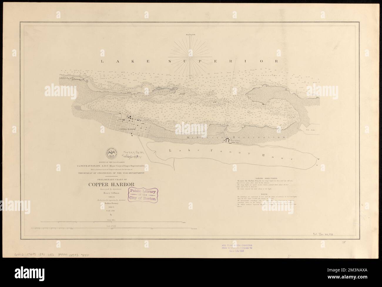 Carta preliminare di Copper Harbor , carte nautiche, Michigan, Copper Harbor Bay, carte nautiche, Superior, Lake, Copper Harbor, Michigan., Maps, Copper Harbor, Michigan. : Baia, Mappe Norman B. Leventhal Map Center Collection Foto Stock