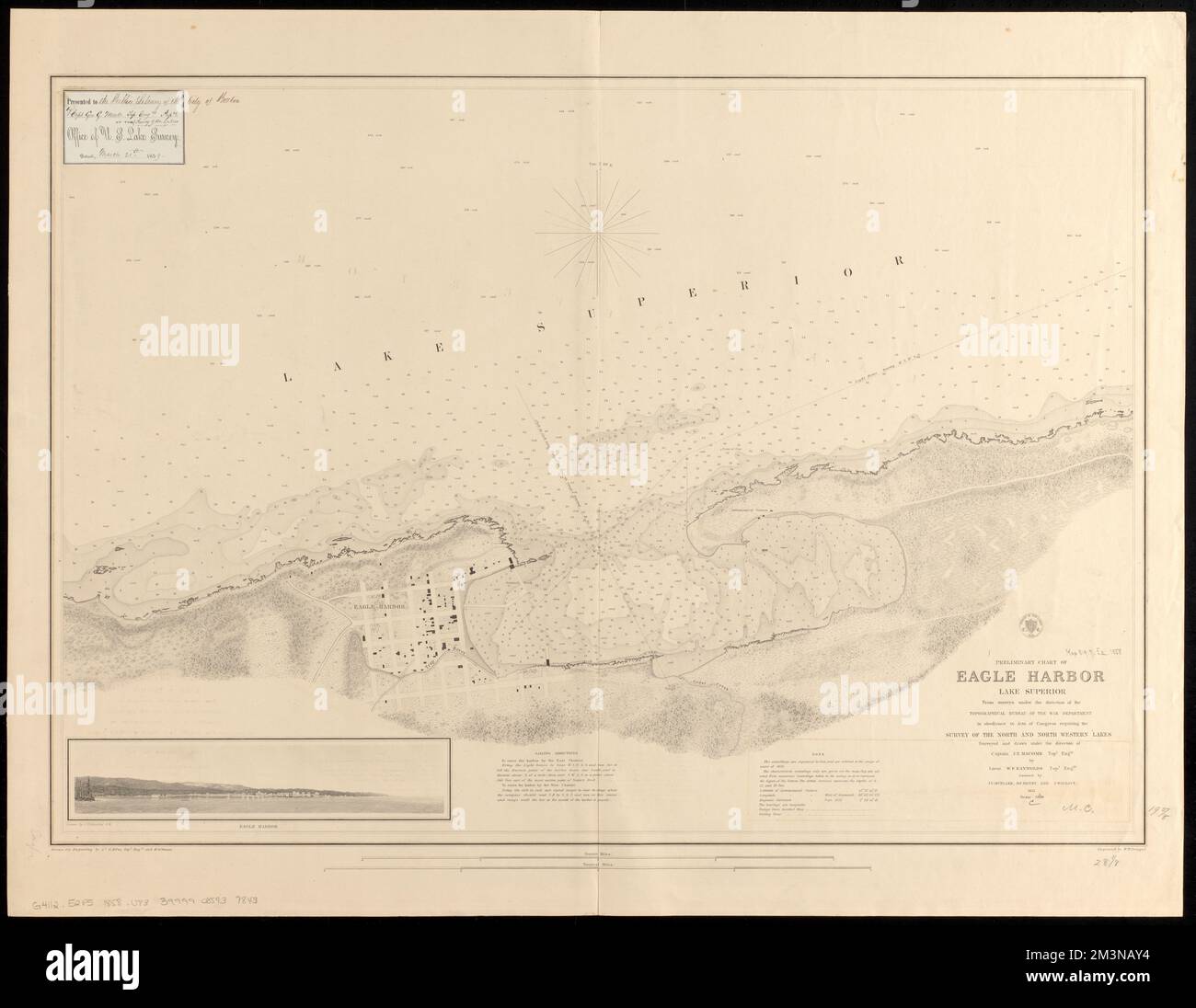 Carta preliminare di Eagle Harbor, Lake Superior : dalle indagini sotto la direzione del Topographical Bureau del Dipartimento di Guerra, in obbedienza agli atti del Congresso che richiedono la rilevazione dei laghi nord e nord-ovest, carte nautiche, Michigan, Eagle Harbor Bay, carte nautiche, Superior, Lake, Eagle Harbor Michigan, Maps, Eagle Harbor Michigan. : Baia, Mappe Norman B. Leventhal Map Center Collection Foto Stock