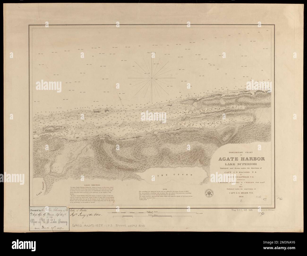 Carta preliminare di Agate Harbor, Lake Superior , carte nautiche, Michigan, Agate Harbor, Agate Harbor, Michigan., Mappe, Superior, Lago, Mappe Norman B. Leventhal Map Center Collection Foto Stock