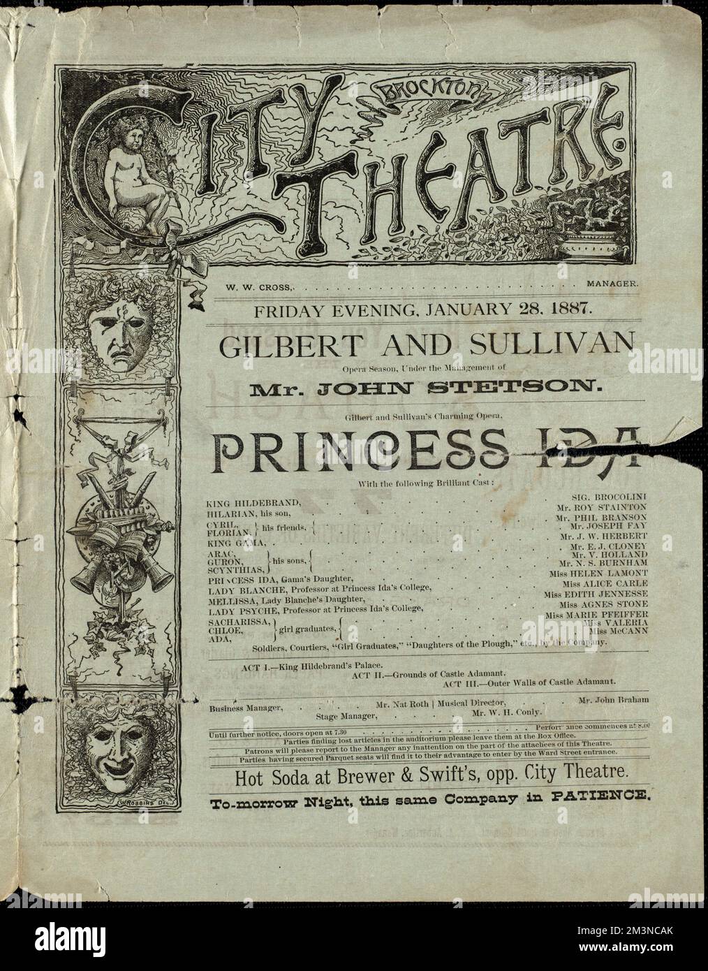 Princess Ida , Entertainment, Sullivan, Arthur, 1842-1900. Principessa Ida, Collezione archivistica della Biblioteca pubblica di Brockton Foto Stock