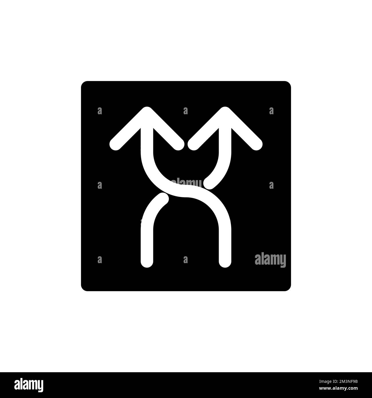 Icona dell'interfaccia utente glyph nera all'incrocio autostradale davanti alle frecce Illustrazione Vettoriale