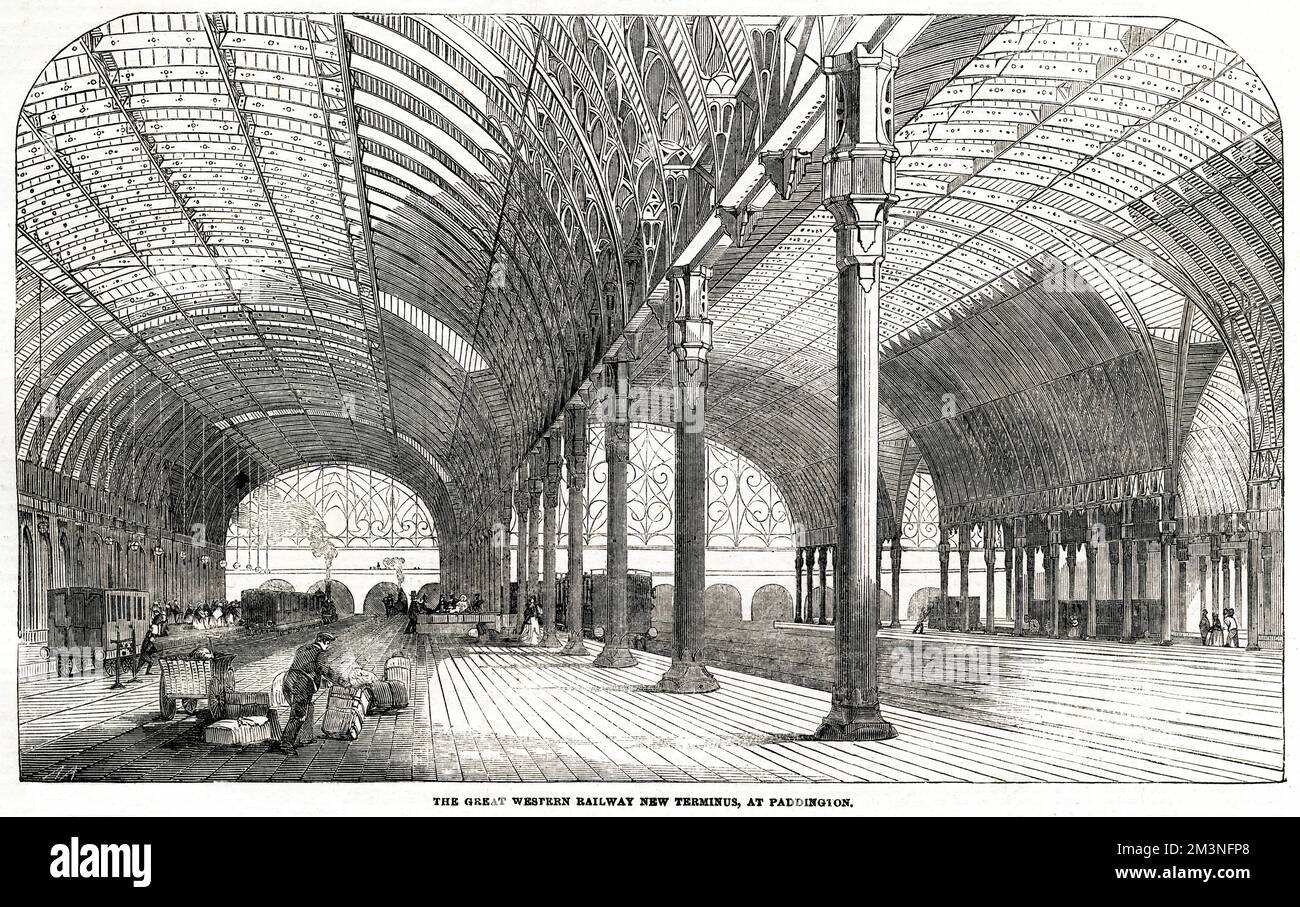Il capolinea della Great Western Railway si trova alla stazione di Paddington 1854 Foto Stock