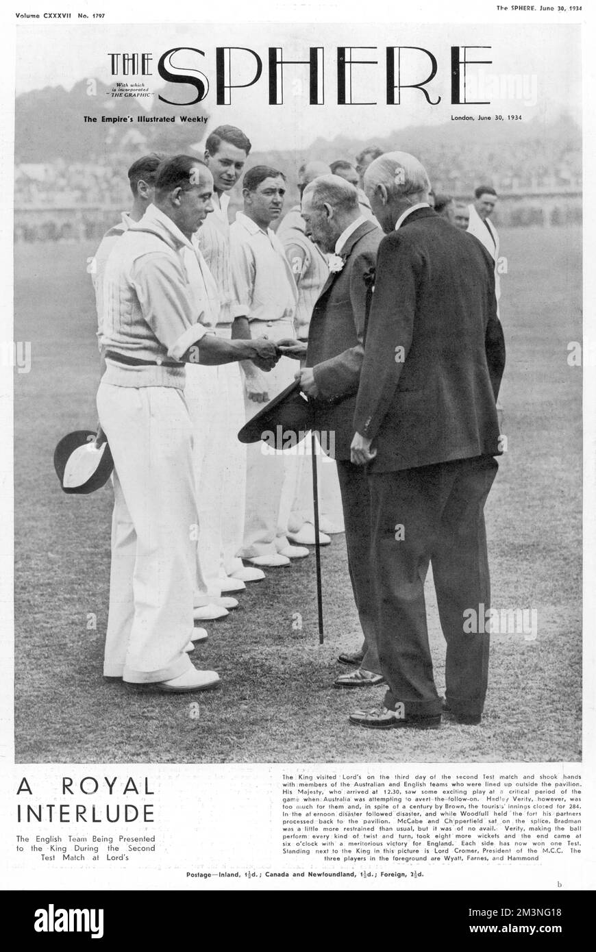 A Royal Interlude: I cricket inglesi incontrano re Giorgio V. Foto Stock