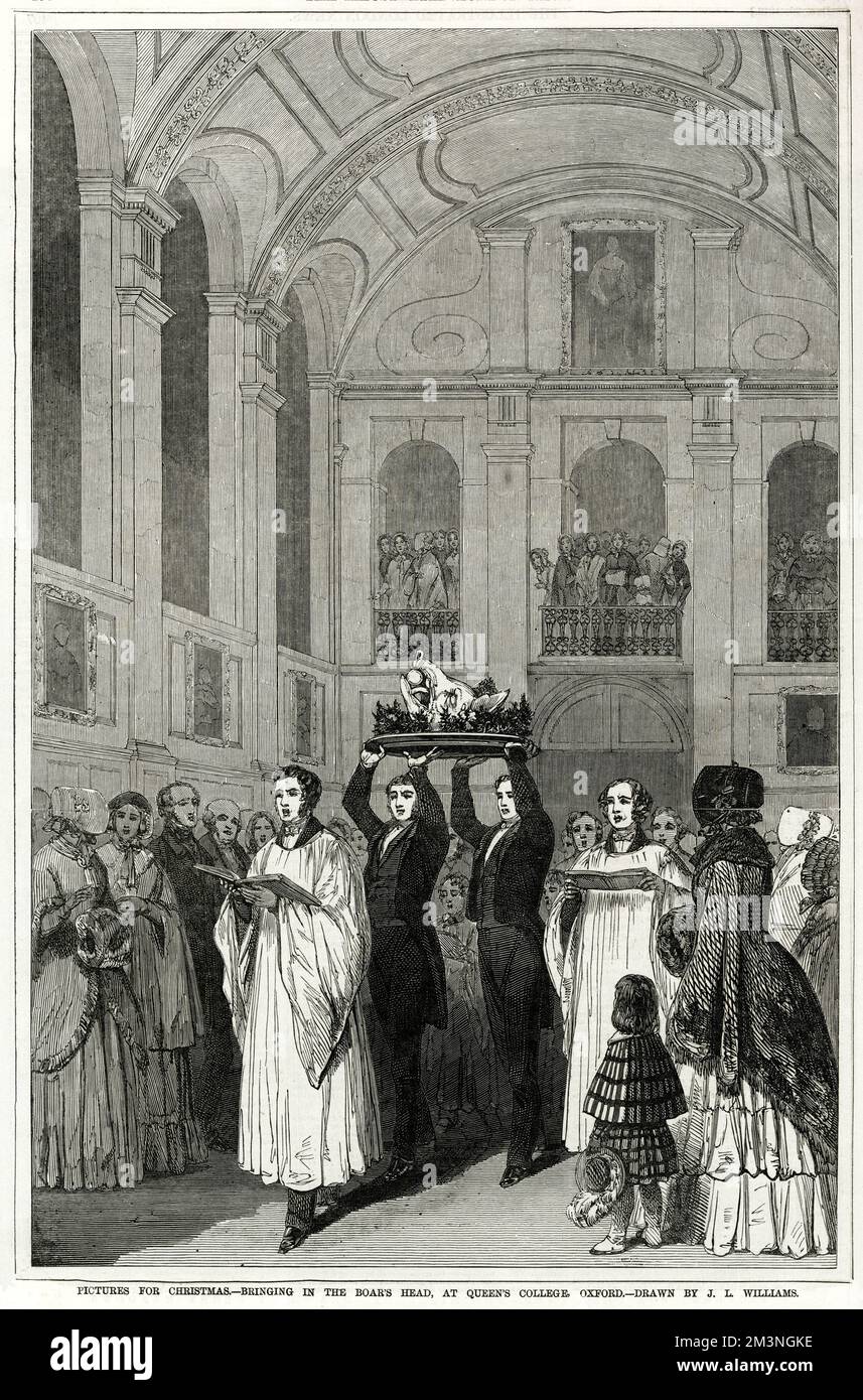 Portando la testa del cinghiale al Queen's College, Oxford. Data: 1846 Foto Stock