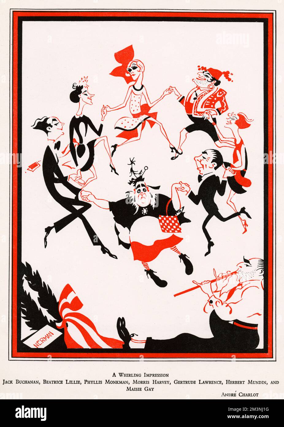 Jack Buchanan, Beatrice Lillie, Phyllis Monkman, Morris Harvey, Gertrude Lawrence, Herbert Mundin, Maisie gay, in Charlots Review, 1925 Data: 1925 Foto Stock