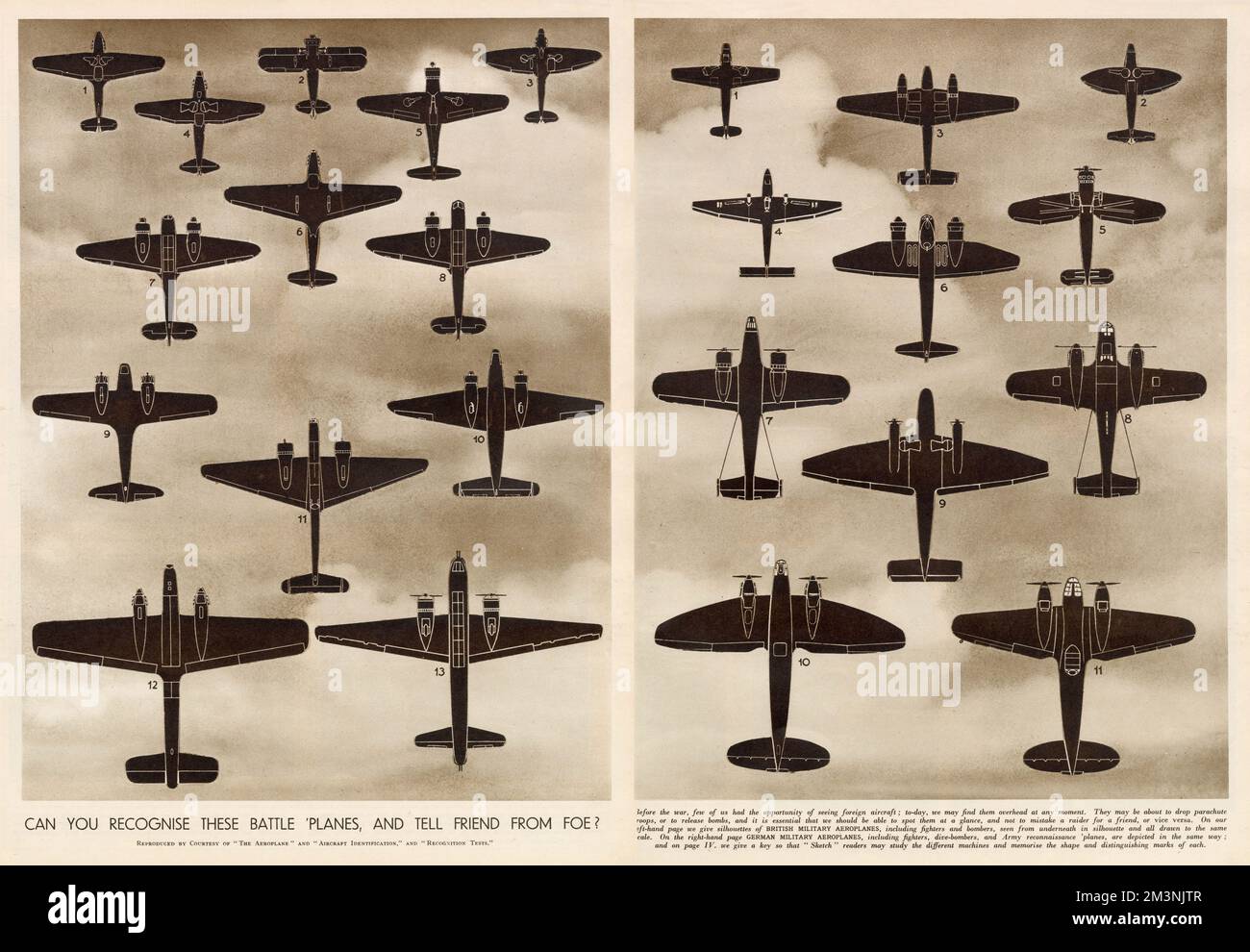 Sagome identificative degli aeromobili della prima guerra mondiale Foto Stock