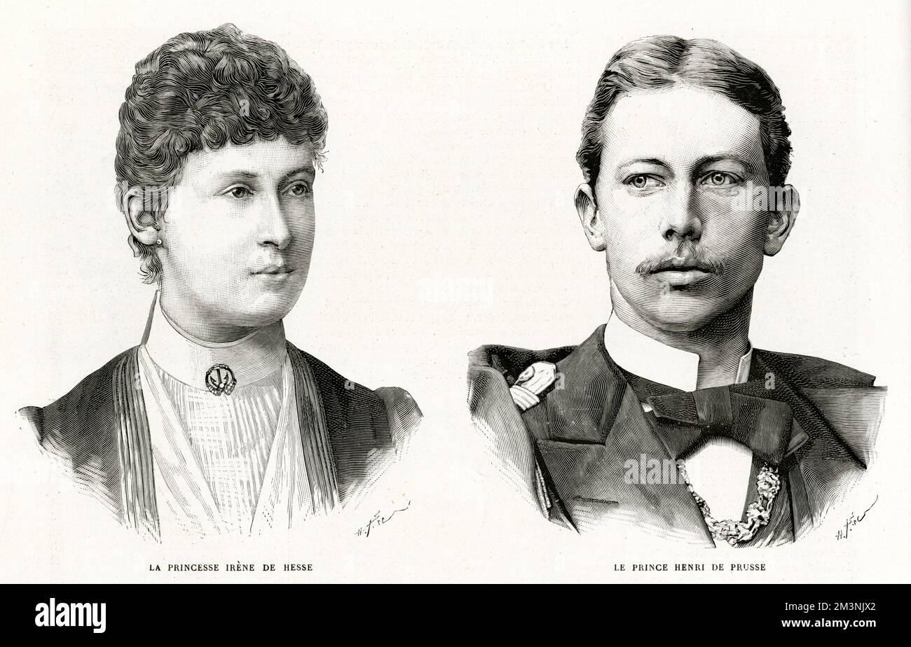 Principessa Irene d'Assia (1866 - 1953) e suo marito Principe Heinrich (Enrico) di Prussia (1862 - 1929) in seguito al loro matrimonio il 24th maggio 1888 a Berlino. Data: 1888 Foto Stock