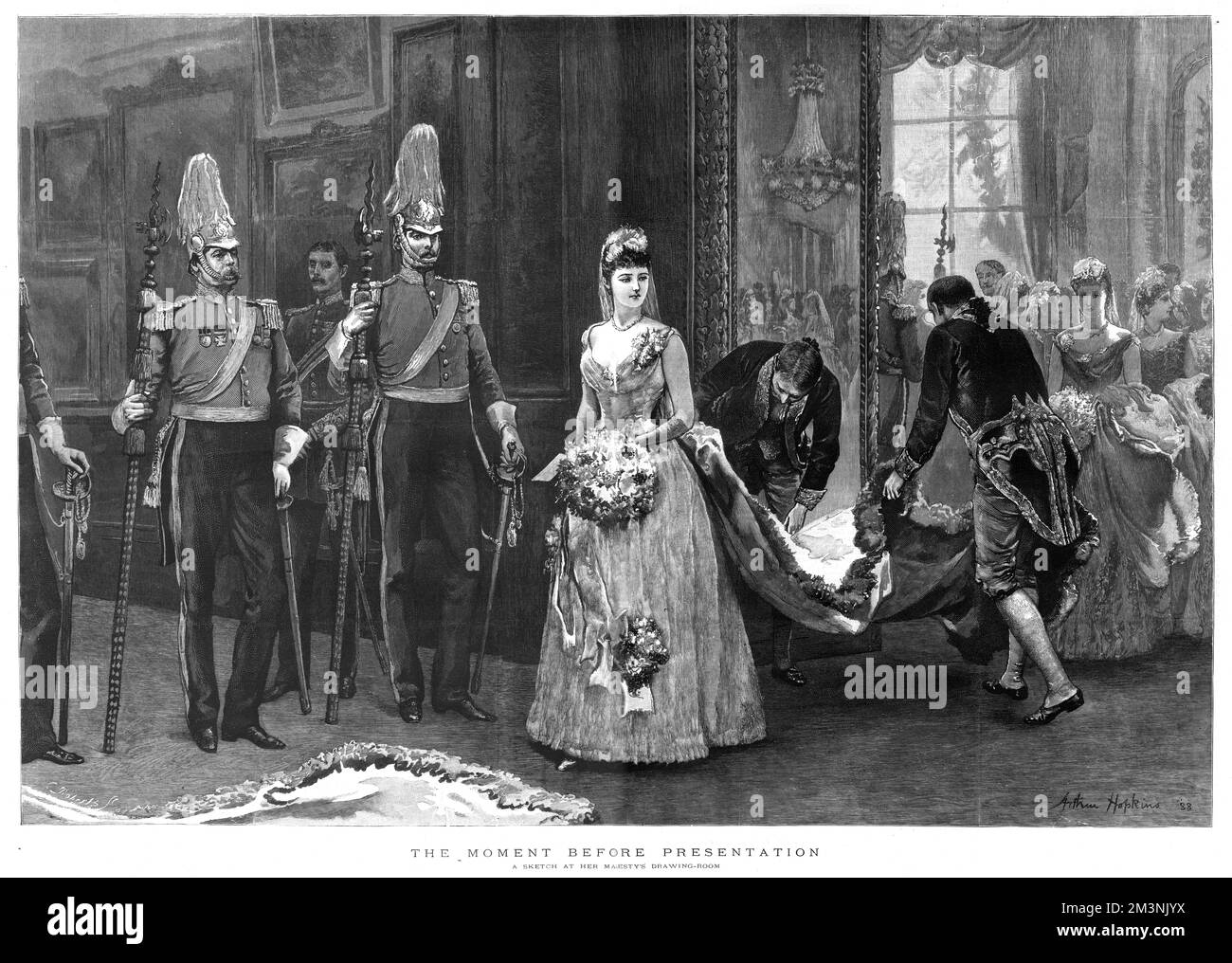 Il matrimonio della principessa Irene d'Assia (1866-1953) con il principe Heinrich (Enrico) di Prussia (1862-1929) il 24th maggio 1888 a Charlottenburg Palace, Berlino - la sposa reale prima della presentazione alla Sala di disegno di sua Maestà. Data: 1888 Foto Stock