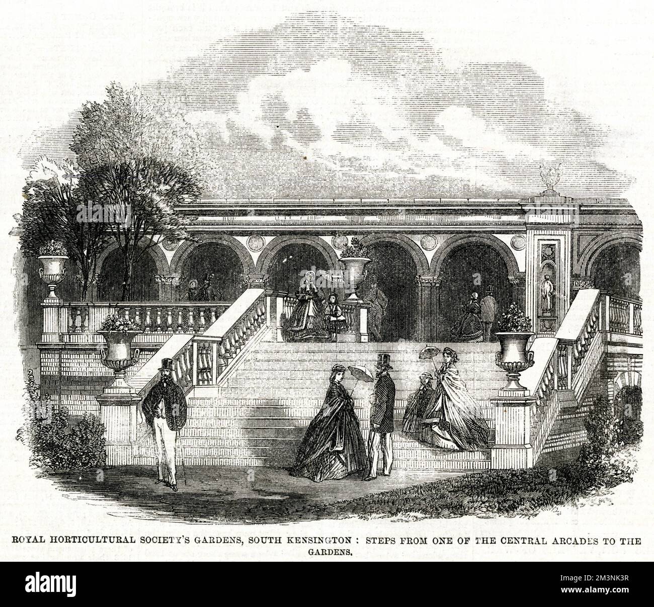 Giardini della Royal Horticultural Society a South Kensington, Londra : a pochi passi da una delle gallerie centrali ai giardini. Data: 1861 Foto Stock