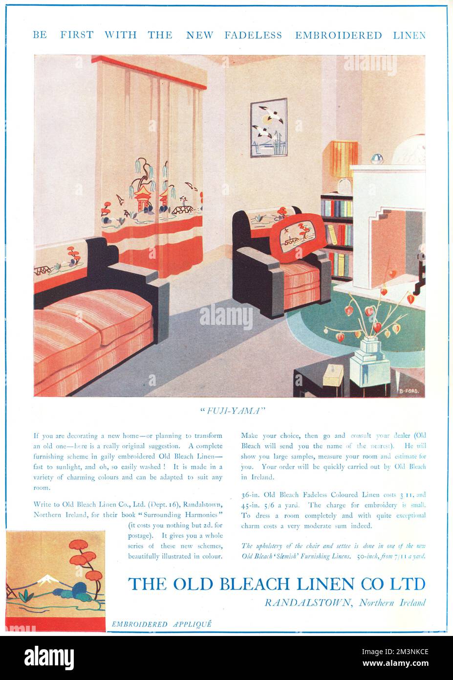 Annuncio della Old Bleach Linen Company Foto Stock