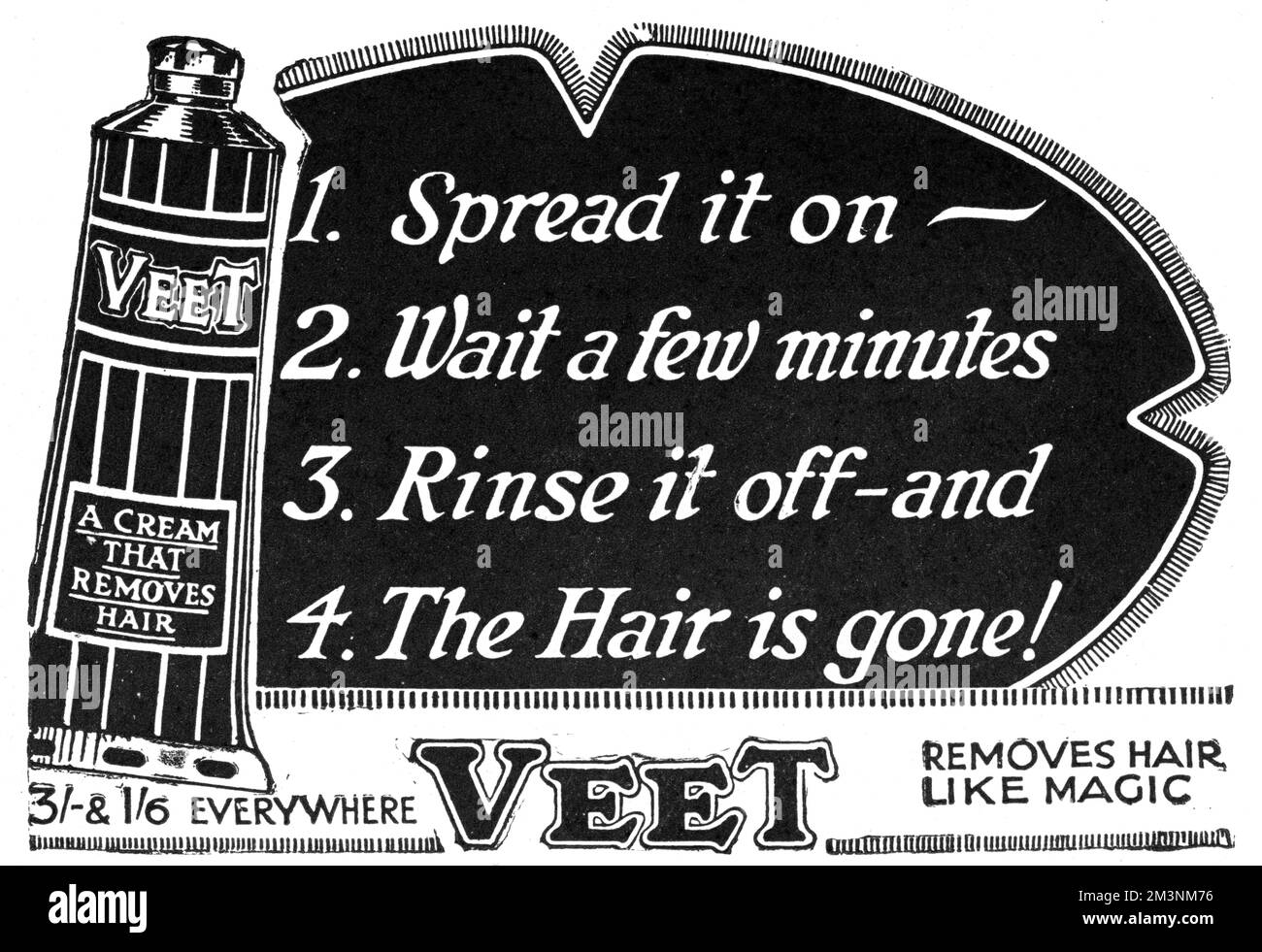 Una crema che rimuove i capelli come magia! Data: 1927 Foto Stock