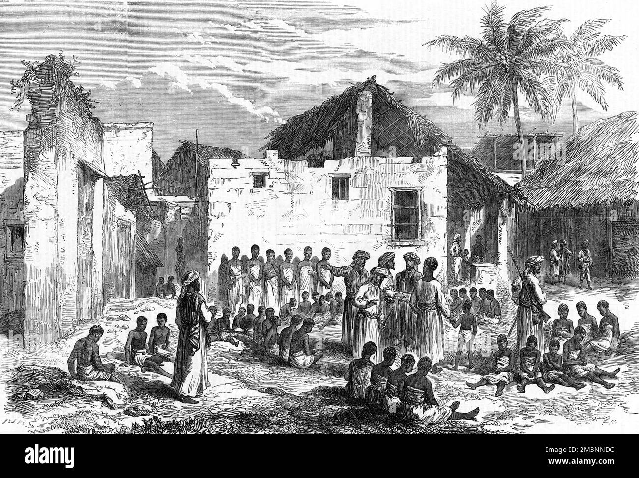 Il mercato degli schiavi a Zanzibar Data: 1872 Foto Stock
