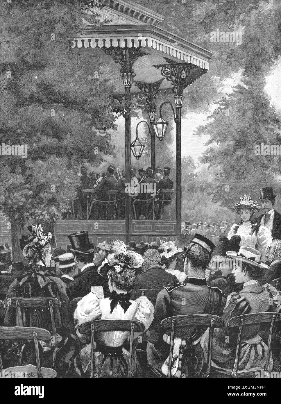 Musicisti militari - stand di Hyde Park 1895 Foto Stock