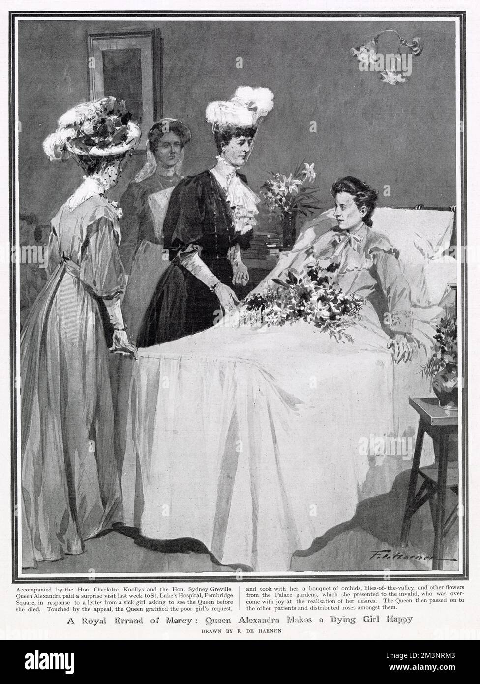 Queen Alexandra in visita al St. Luke's Hospital 1908 Foto Stock