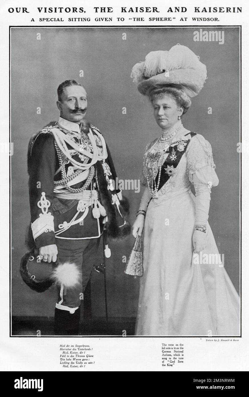 L'imperatore tedesco Guglielmo II (1859 - 1941) e Augusta Victoria di Schleswig-Holstein (1858 - 1921), imperatrice tedesca. Visita di Stato in novembre in Gran Bretagna, fotografia scattata come seduta speciale per 'The Sphere' a Winsor. Foto Stock