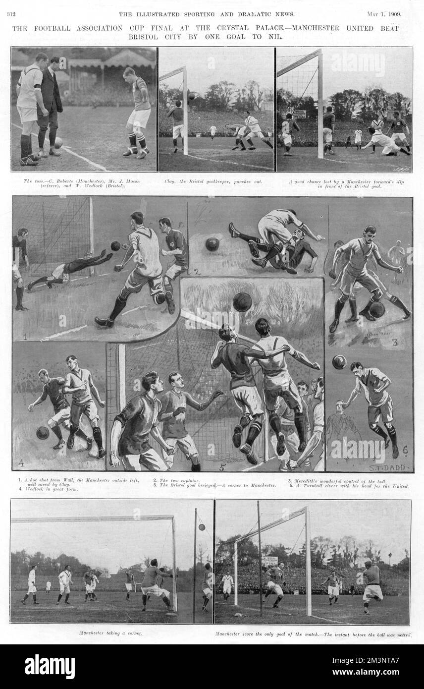 Finale di fa Cup 1909: Il Manchester United batte il Bristol City 1-0 Foto Stock
