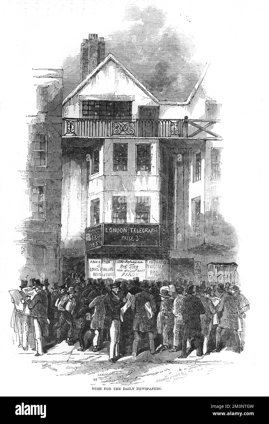 Affrettati a leggere i quotidiani per le notizie sulla Rivoluzione del 1848 Foto Stock
