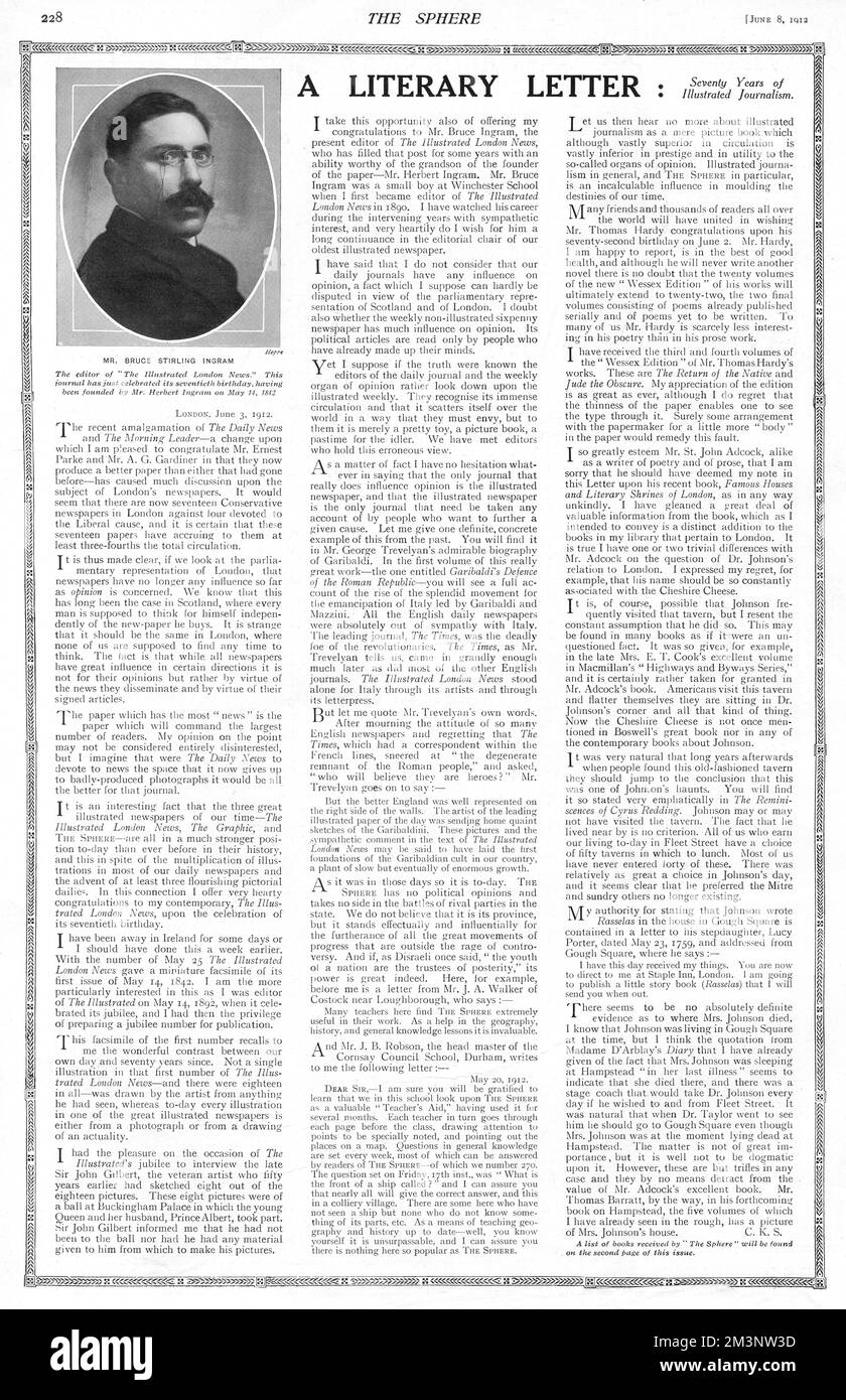 Una lettera letteraria - 70° anniversario di riviste illustrate Foto Stock