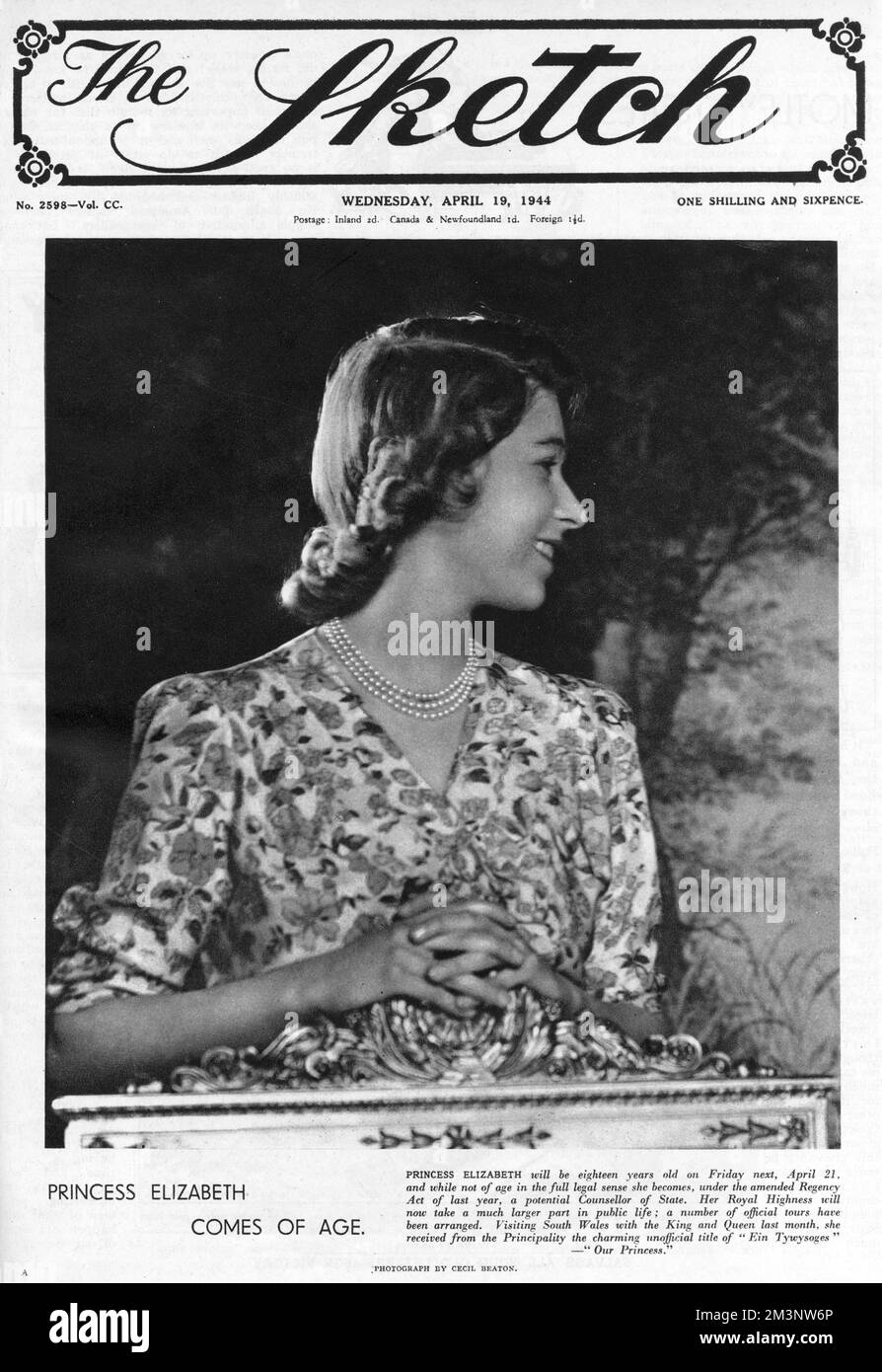 Princess Elizabeth Coming of Age - copertina di Sketch Foto Stock