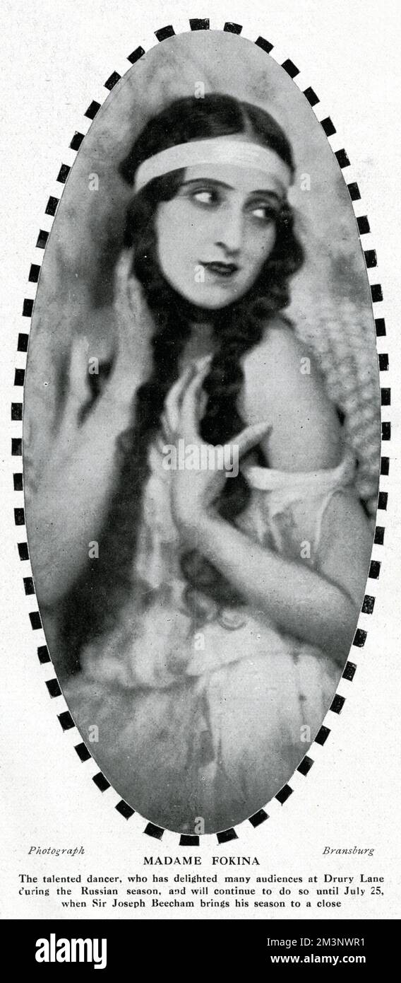 Vera Fokina (nee Antonova, 1886-1958), ballerina russa, moglie di Mikhail Fokine. Nel 1914 ballava in una stagione russa a Drury Lane, Londra. Data: Luglio 1914 Foto Stock