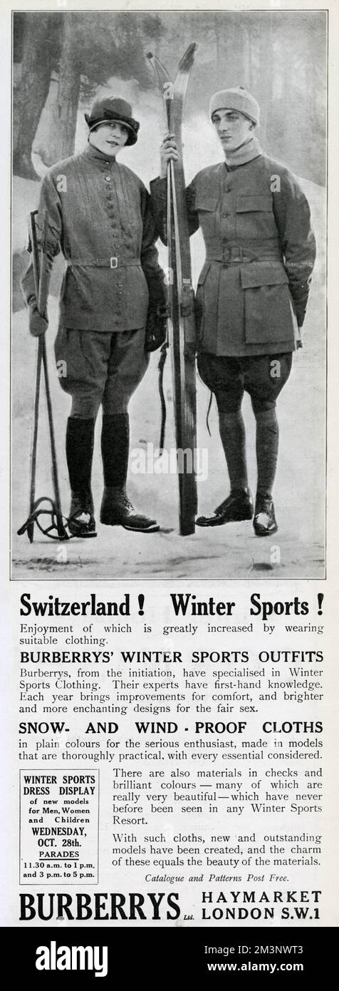 Abbigliamento da sci Burberry 1925 Foto Stock